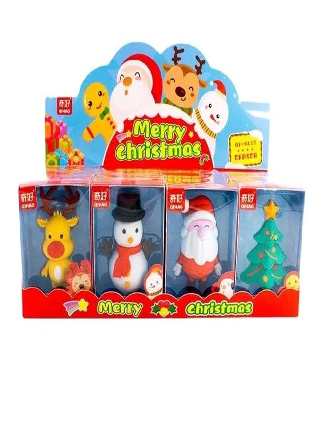 Tera13 TERA 13 Rubber Earser Gift Set for School, Pencil Eraser for Girls (4 pcs) Christmas Theme Gift Eraser, Non Toxic Eraser for Kids, Christmas Gifts Eraser, Santa Shape Eraser Rubber - Image 1